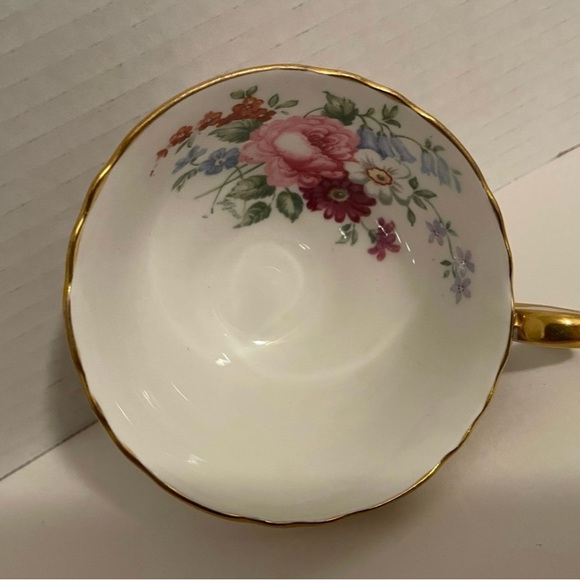 Crown Staffordshire A15911 Cobalt Blue And Gold Floral Tea Cup & Saucer Set - Picture 5 of 11